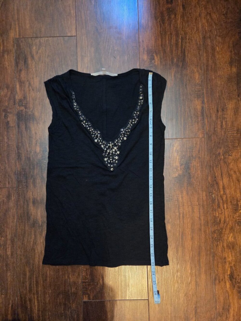 Rachel Roy Embellished V-Neck Cap Sleeve Top Black XS - Picture 6 of 7